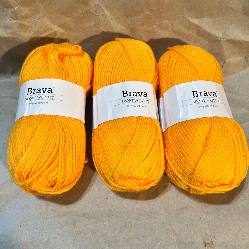 Knit Picks 300g Brava Sport Weight Yarn Caution Orange 100% Premium Acrylic 3pk